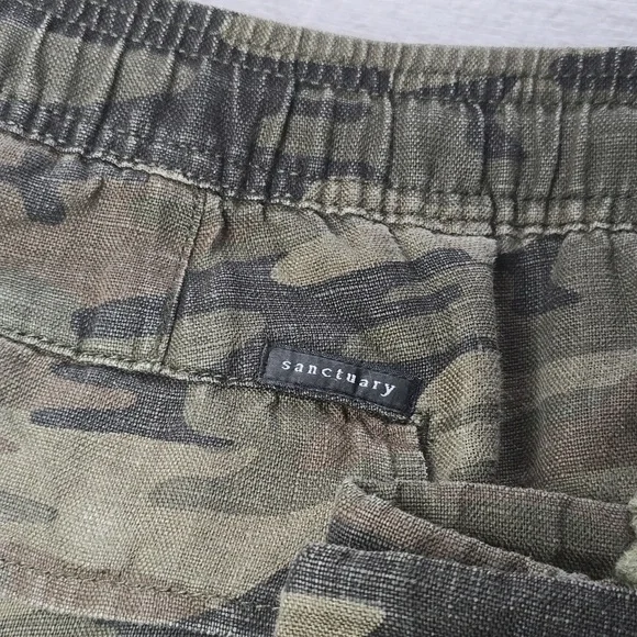 SANCTUARY X Anthropologie Discoverer Linen Camo Cargo Pants Size XS - Picture 14 of 16
